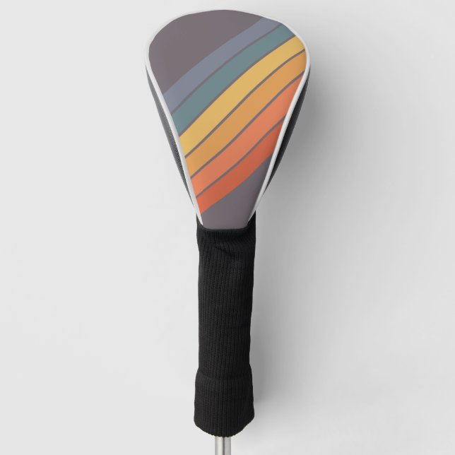 Colorful Striped 70s 80s Retro Racing Stripes Golf Headcover (Vorderseite)