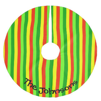 Colorful Striped Christmas Personalized Polyester Weihnachtsbaumdecke