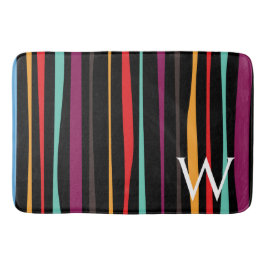 Colorful stripes custom monogram Bath Mat Badematte