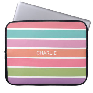Colorful Stripes custom name laptop sleeves