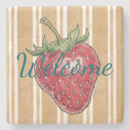 Colorful stripes red orange Trendy fruit Steinuntersetzer