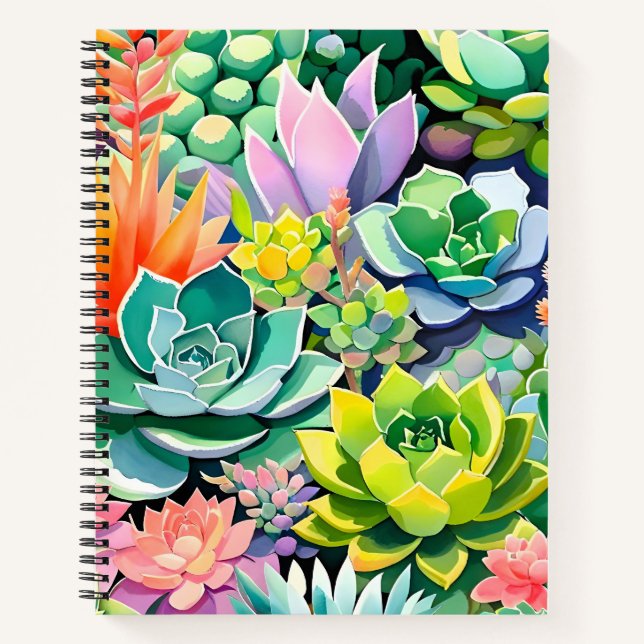 Colorful Summer Succulent Botanical Garden Notizbuch (Vorderseite)