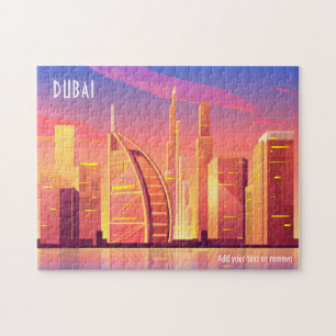 Colorful sunny city skyline illustration of Dubai, Puzzle