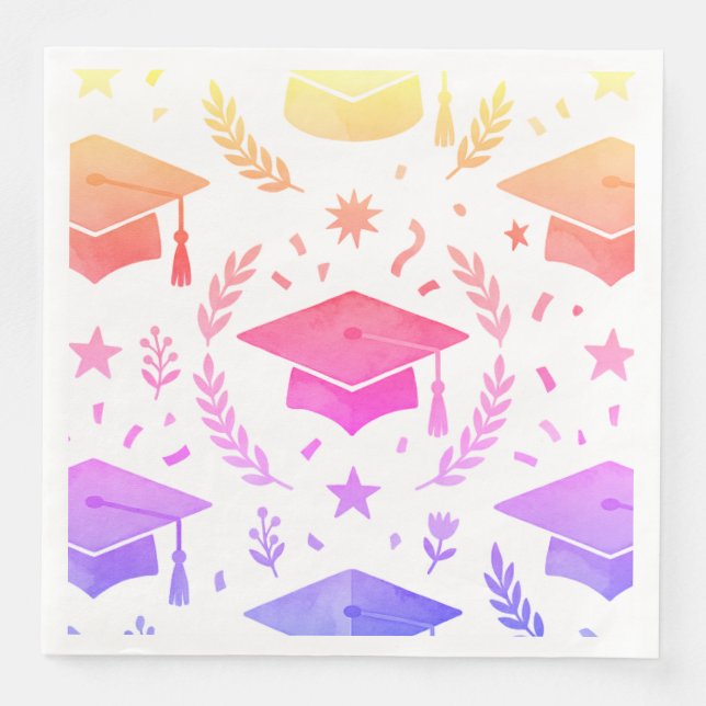 Colorful Sunset Ombre Graduation Cap Pattern Class Serviette (Vorderseite)