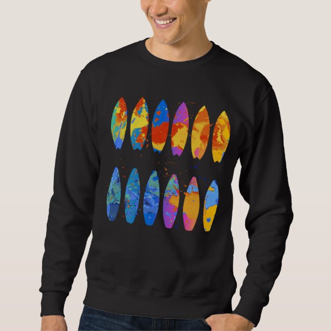 Colorful Surfing  Surfer Surfboard Graphic Sweatshirt (Vorderseite)