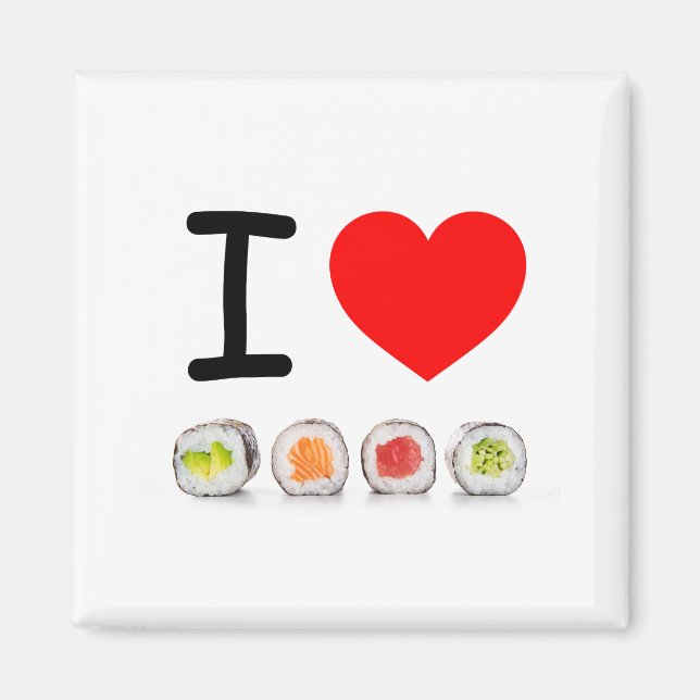 Colorful Sushi "I Liebe Sushi" Rotes Herz Magnet (Vorne)