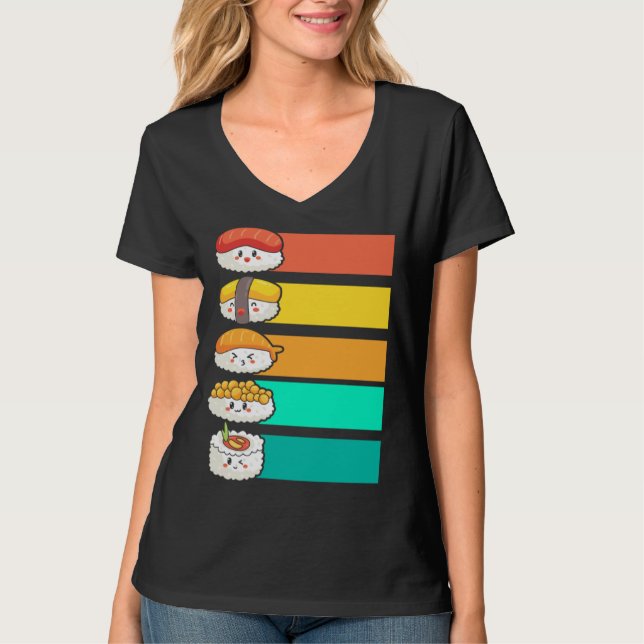 Colorful Sushi Japanese Food Sashimi T-Shirt (Vorderseite)