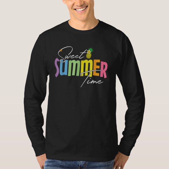 Colorful Sweet Summer Time Graphic  Pineapple Vaca T-Shirt (Vorderseite)
