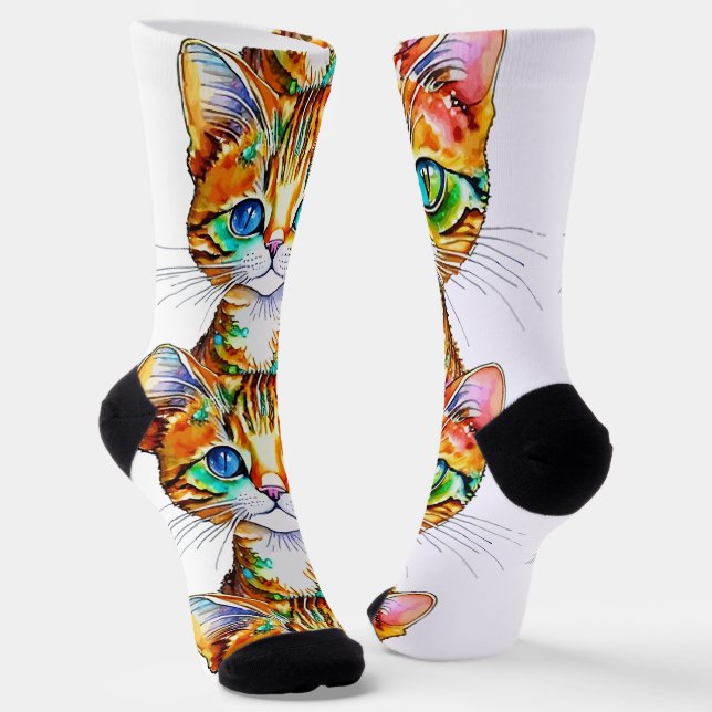 Colorful Tabby Kitty Socken (Gewinkelt)