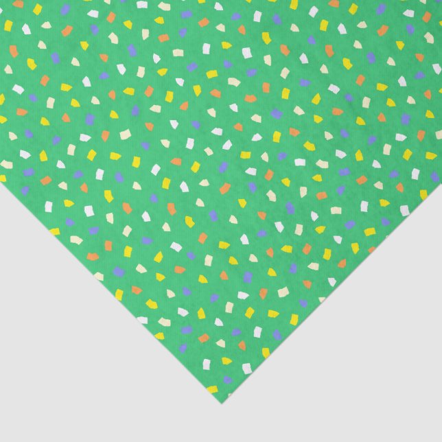 Colorful Terrazzo Confetti Pattern Bright Green Seidenpapier (Ausschnitt)