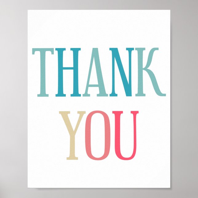 Colorful Thank You Text Typography Design Poster (Vorne)