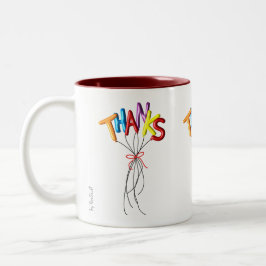 Colorful "Thanks" Spelled by Balloon Thank You Mug Zweifarbige Tasse