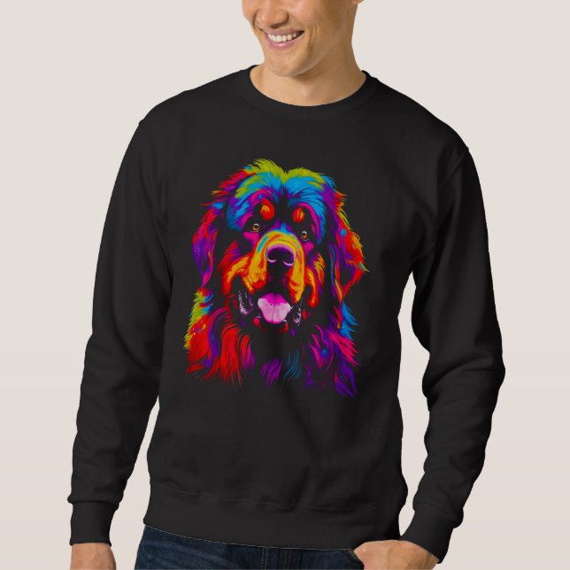 Colorful Tibetan Mastiff Dog Sweatshirt (Vorderseite)