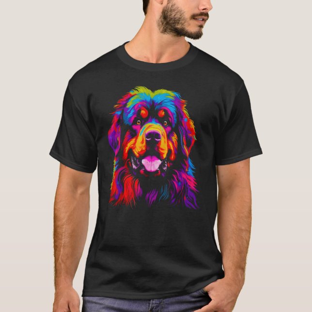 Colorful Tibetan Mastiff Dog T-Shirt (Vorderseite)