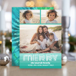 Colorful Tie Dye Blue Green - 3 Photo Collage Feiertagskarte<br><div class="desc">May your days be merry and bright -- A fun tie dye design with bright colors and a retro look. Use 3 horizontal photos and make a unique and trendy Merry Christmas greeting with a funky and joyful pattern on the back. If you need to move anything around, click on...</div>