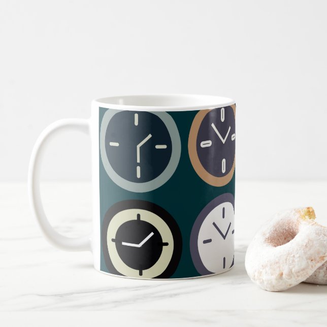 Colorful Time Clock Pattern Watchmaker Horologist Kaffeetasse (Mit Donut)