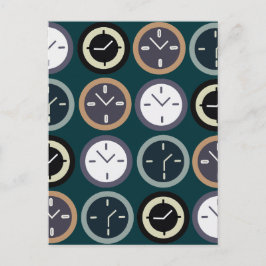 Colorful Time Clock Pattern Watchmaker Postkarte