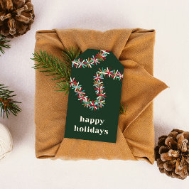 Colorful Tinsel Garland Happy Holidays Gift Tag Geschenkanhänger