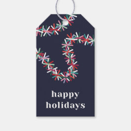 Colorful Tinsel Garland Happy Holidays Gift Tag Geschenkanhänger