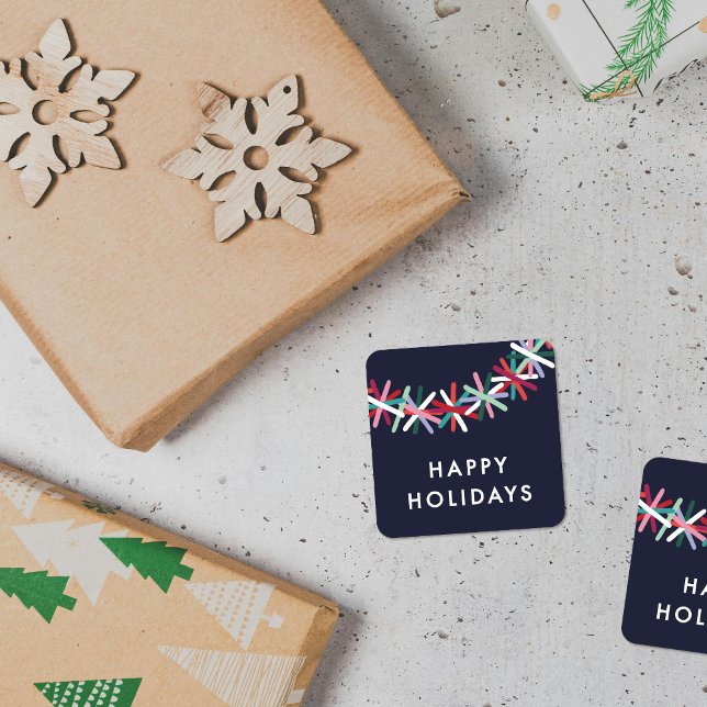 Colorful Tinsel Garland Happy Holidays Sticker (Von Creator hochgeladen)