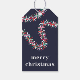 Colorful Tinsel Garland Merry Christmas Gift Tag Geschenkanhänger