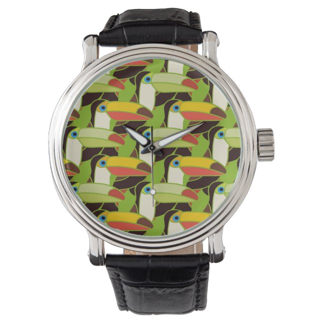 Colorful Toucans Armbanduhr (Vorderseite)