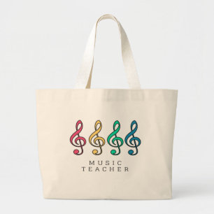 Colorful Treble Clef Music Teacher Jumbo Stoffbeutel