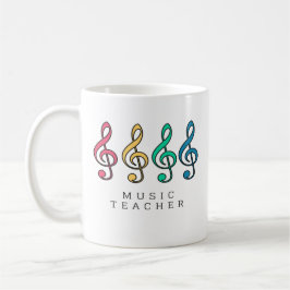 Colorful Treble Clef Music Teacher Kaffeetasse