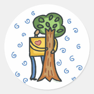 Colorful Tree Hugger Runder Aufkleber