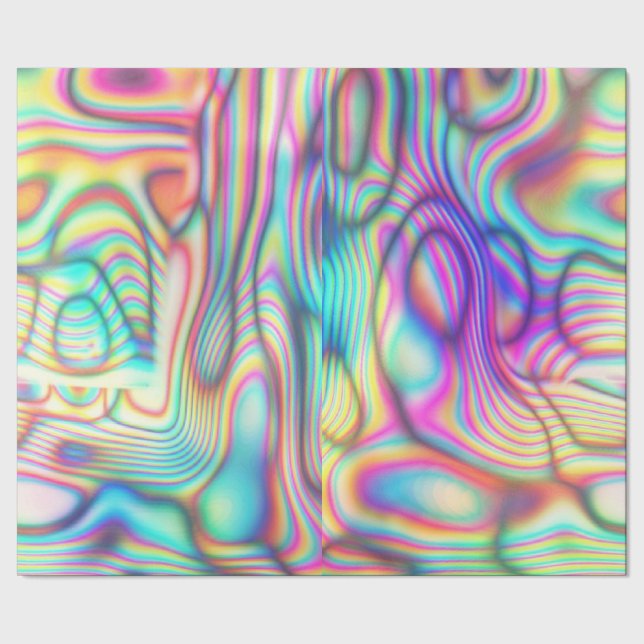 Colorful Trippy Holo Holographic Geschenkpapier (Saum)