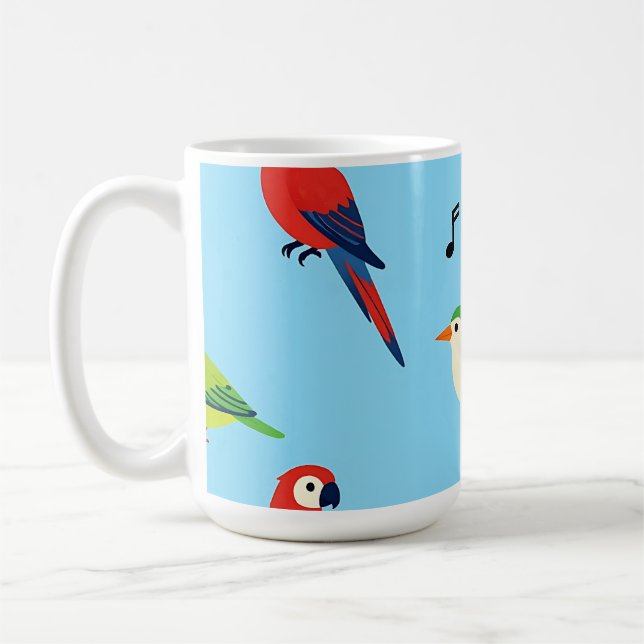 Colorful Tropical Birds Pattern Kaffeetasse (Links)