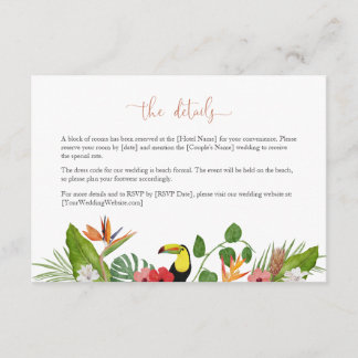 Colorful Tropical Floral Wedding Details Card Begleitkarte