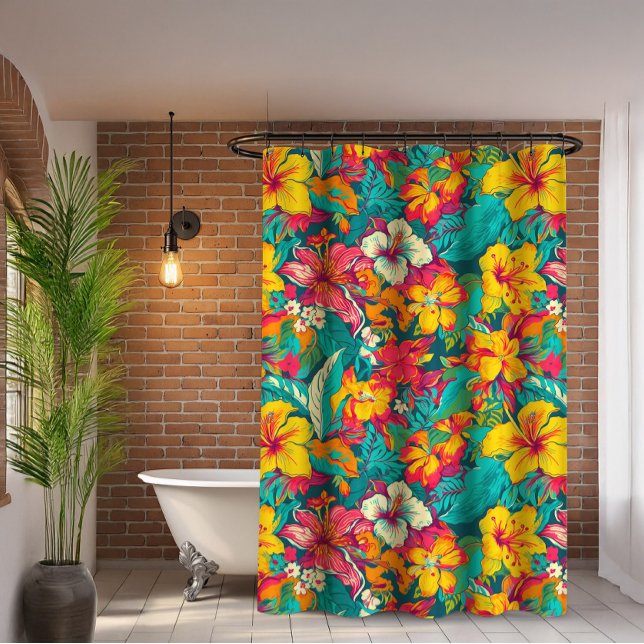 Colorful Tropical Flowers Pattern Duschvorhang (Von Creator hochgeladen)