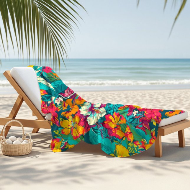 Colorful Tropical Flowers Pattern Strandtuch (Von Creator hochgeladen)