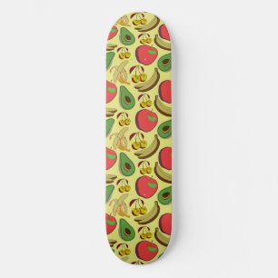 Colorful tropical fruit seamless pattern skateboard