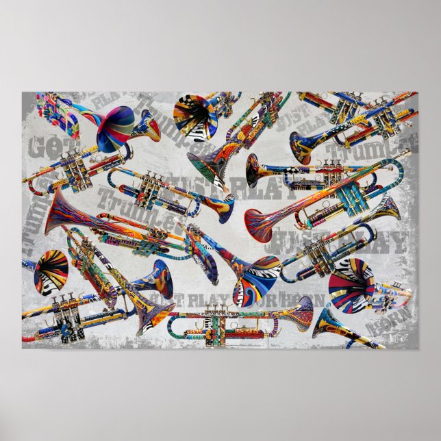 Colorful Trumpet Poster von Juleez, Trumpet Art (Vorne)