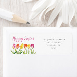 Colorful Tulips Easter Return Address