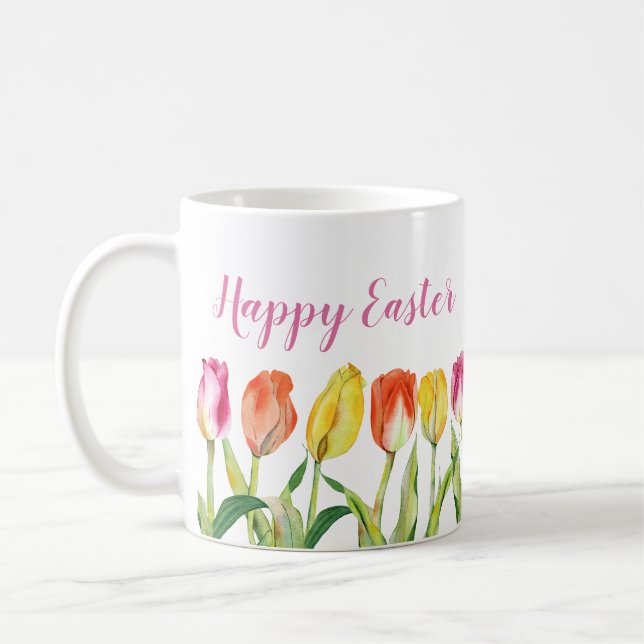 Colorful Tulips Happy Easter Kaffeetasse (Links)
