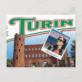 Colorful Turin Italy photo collage Postkarte
