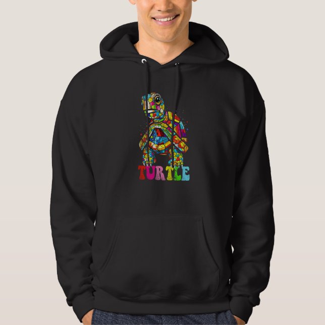 colorful Turtle Retro Throwback Sea Vacation Psych Hoodie (Vorderseite)