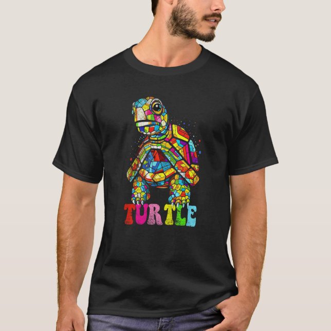 colorful Turtle Retro Throwback Sea Vacation Psych T-Shirt (Vorderseite)