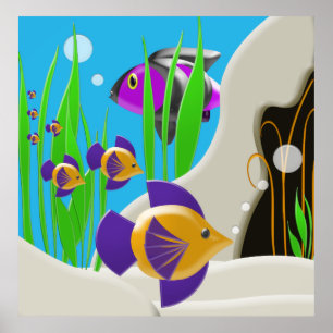 Colorful Underwater Fish Poster Wall Art