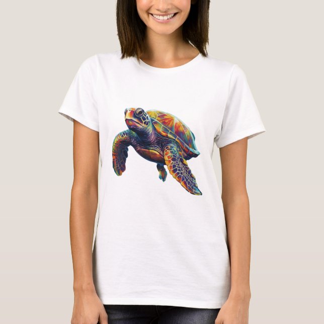 Colorful underwater sea turtle dreamlike beautiful T-Shirt (Vorderseite)