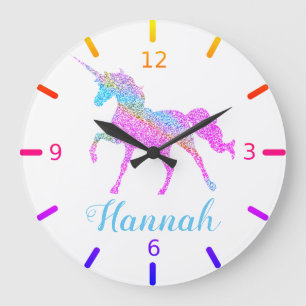 Colorful Unicorn Große Wanduhr