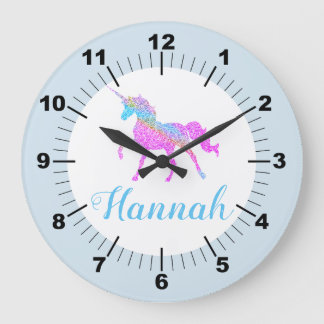 Colorful Unicorn Große Wanduhr
