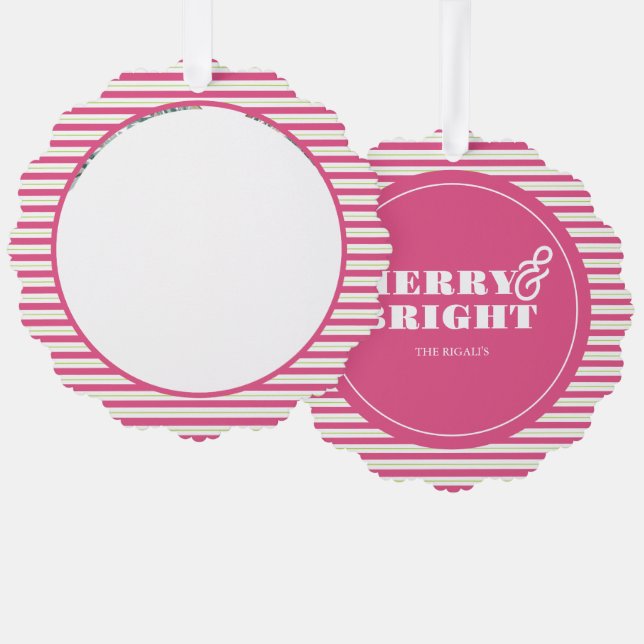 Colorful Unique Pink Christmas Ornament Karte (Vorderseite/Rückseite)