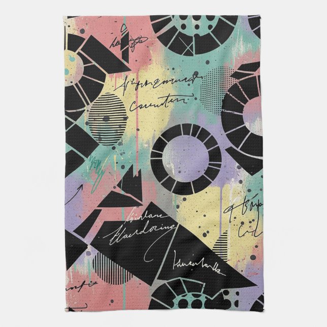 Colorful Urban Graffiti Pattern (10) Geschirrtuch (Vertikal)