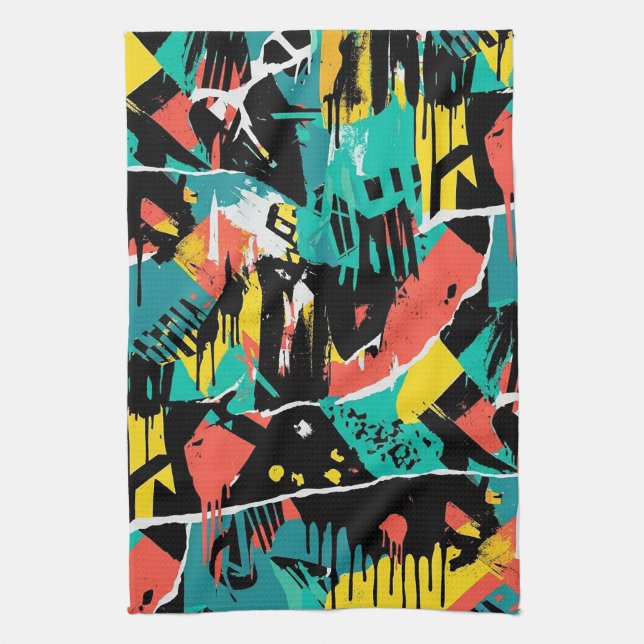 Colorful Urban Graffiti Pattern (13) Geschirrtuch (Vertikal)