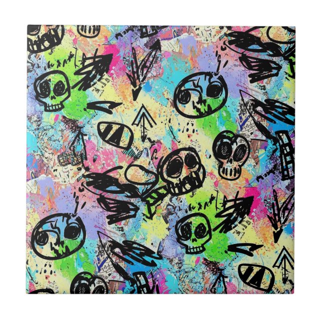 Colorful Urban Graffiti Pattern (1) Fliese (Vorderseite)
