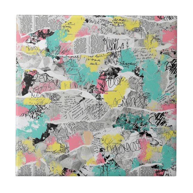 Colorful Urban Graffiti Pattern (3) Fliese (Vorderseite)